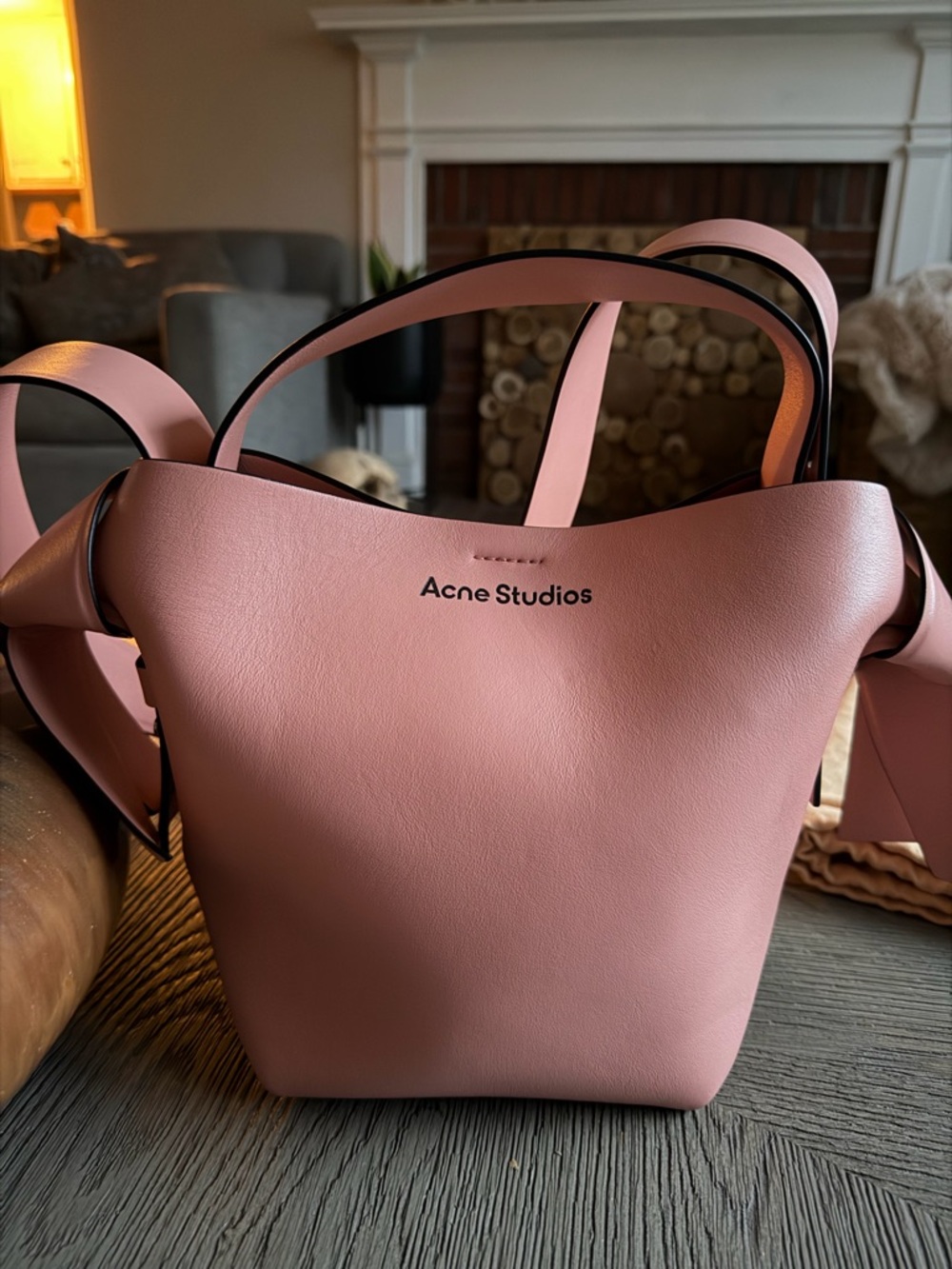 Acne Studios Pink Leather Shoulder Bucket Bag